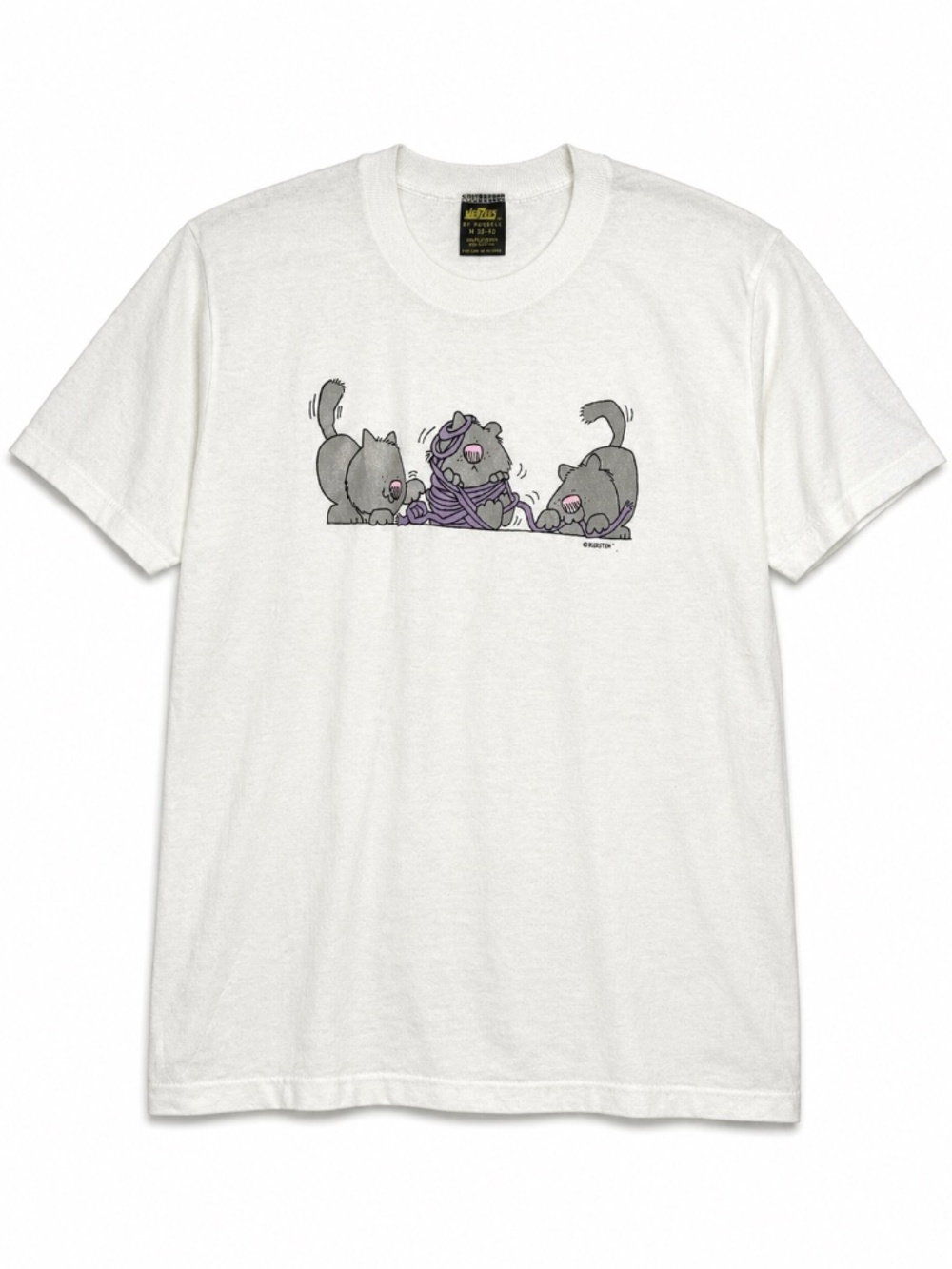 Vintage Jerzees USA Made Single Stitch Kebster Cartoon Cat Graphic Tee Medium
